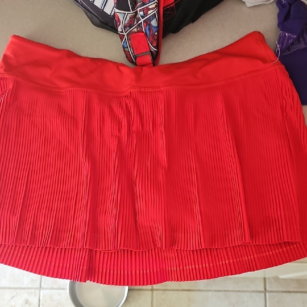 Red Pleated Women's Skirt